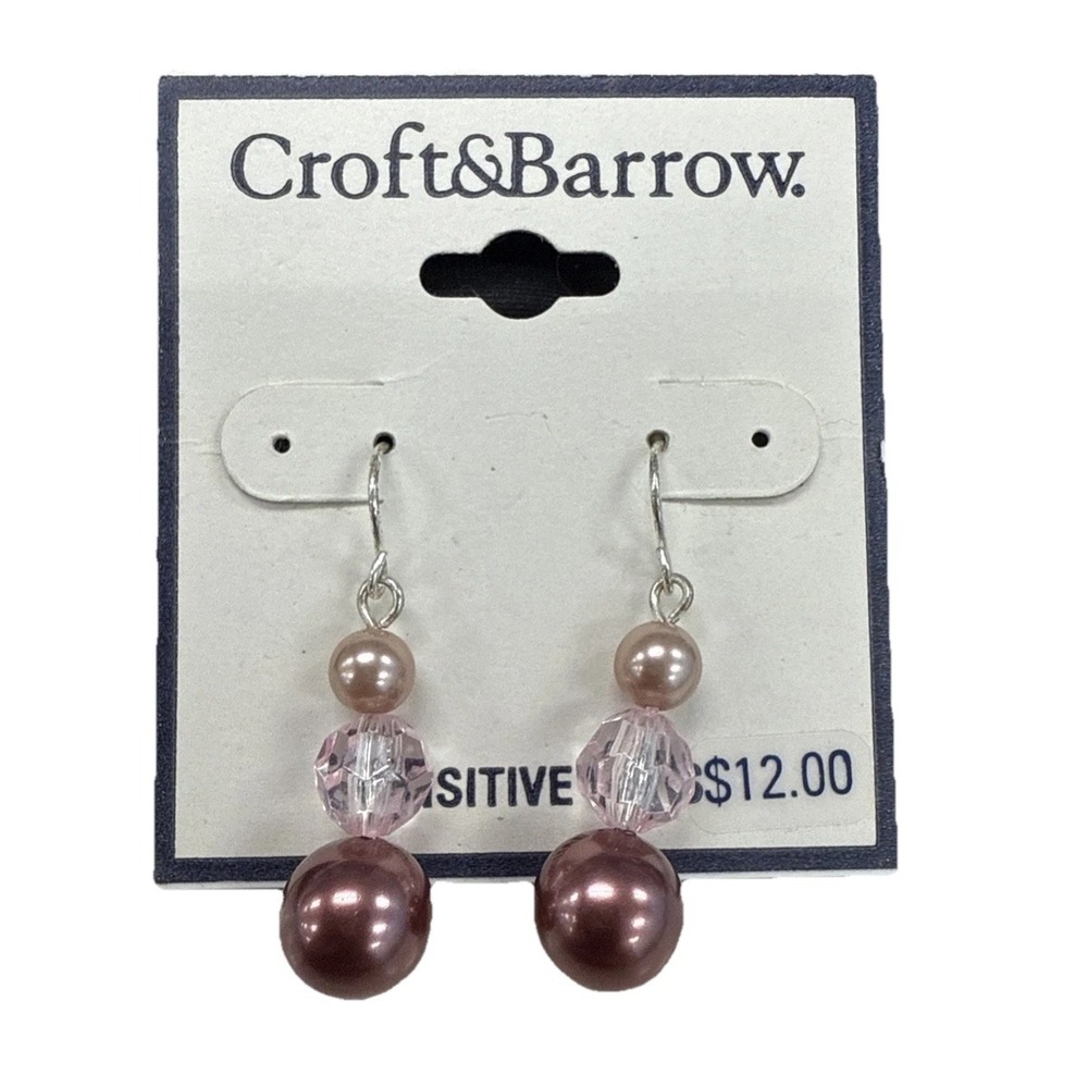 Croft&Barrow Faux Pearl Dangle‎ Drop Earrings